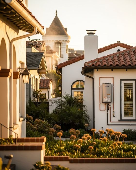 Coronado street-level view showing distinctive homes with island community character.
