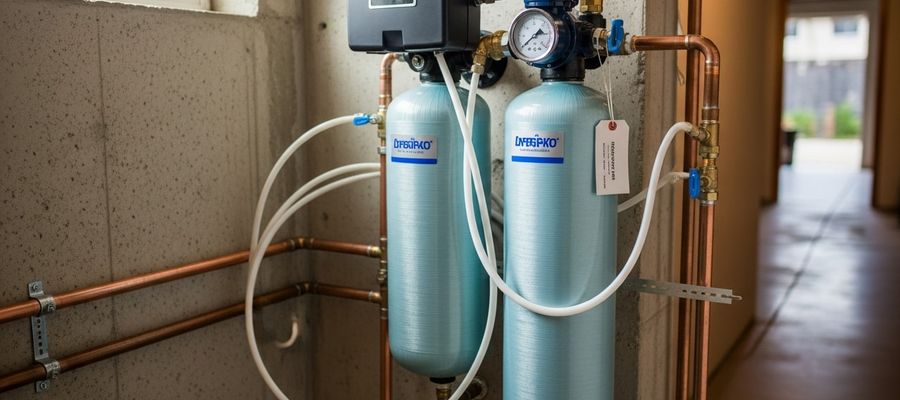 Water softener and pressure regulator system installed in Poway home basement