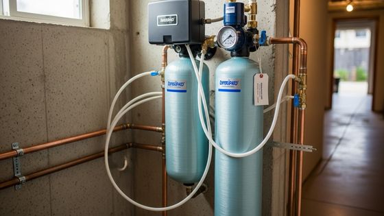 Water softener and pressure regulator system installed in Poway home basement